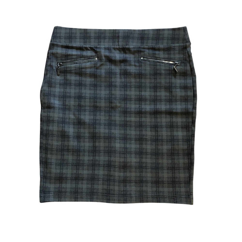 Liverpool Jean‎ Co Pencil Skirt Dark Academia Green Plaid Stretch Pockets Size 8